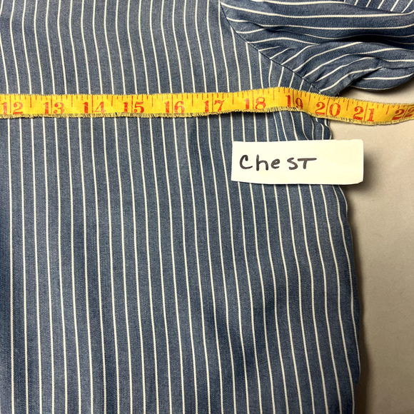 Kelly Renee Blouse Women Medium Blue Striped Long Sleeve Bell Sleeve V Neck Boho - Picture 5 of 9